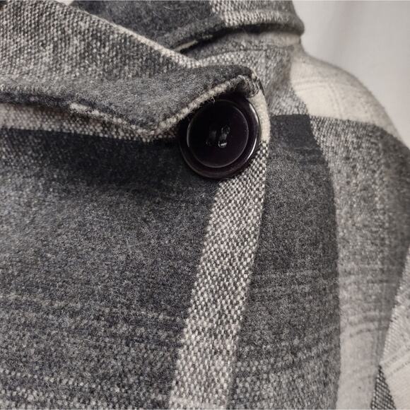 PIKO 1988 Gray Plaid Cape Style Jacket with Stand Up Collar Large Button Size S - Picture 6 of 9